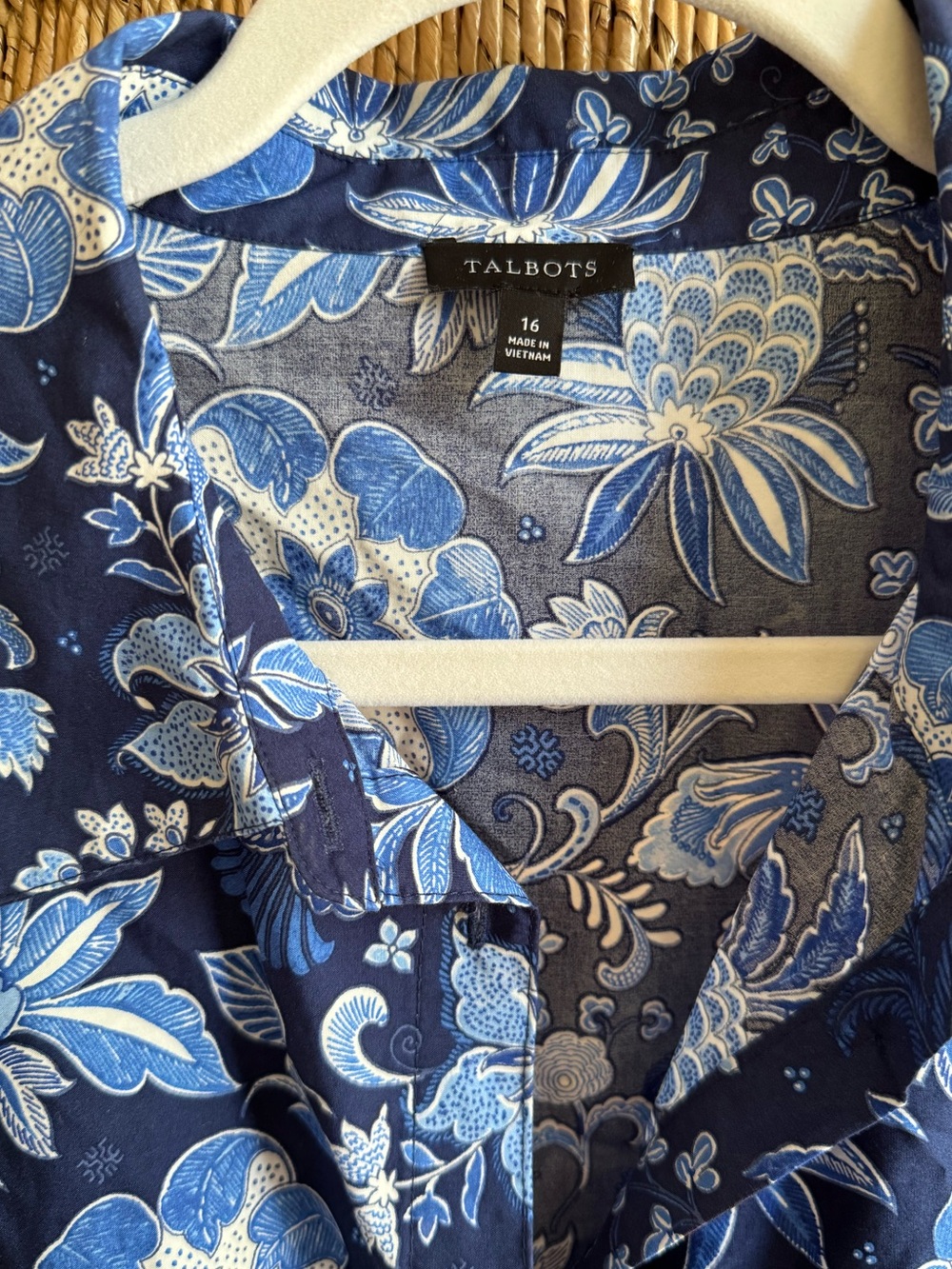 Talbots Blue Floral Button-Front Shirt Dress - Picture 4 of 5